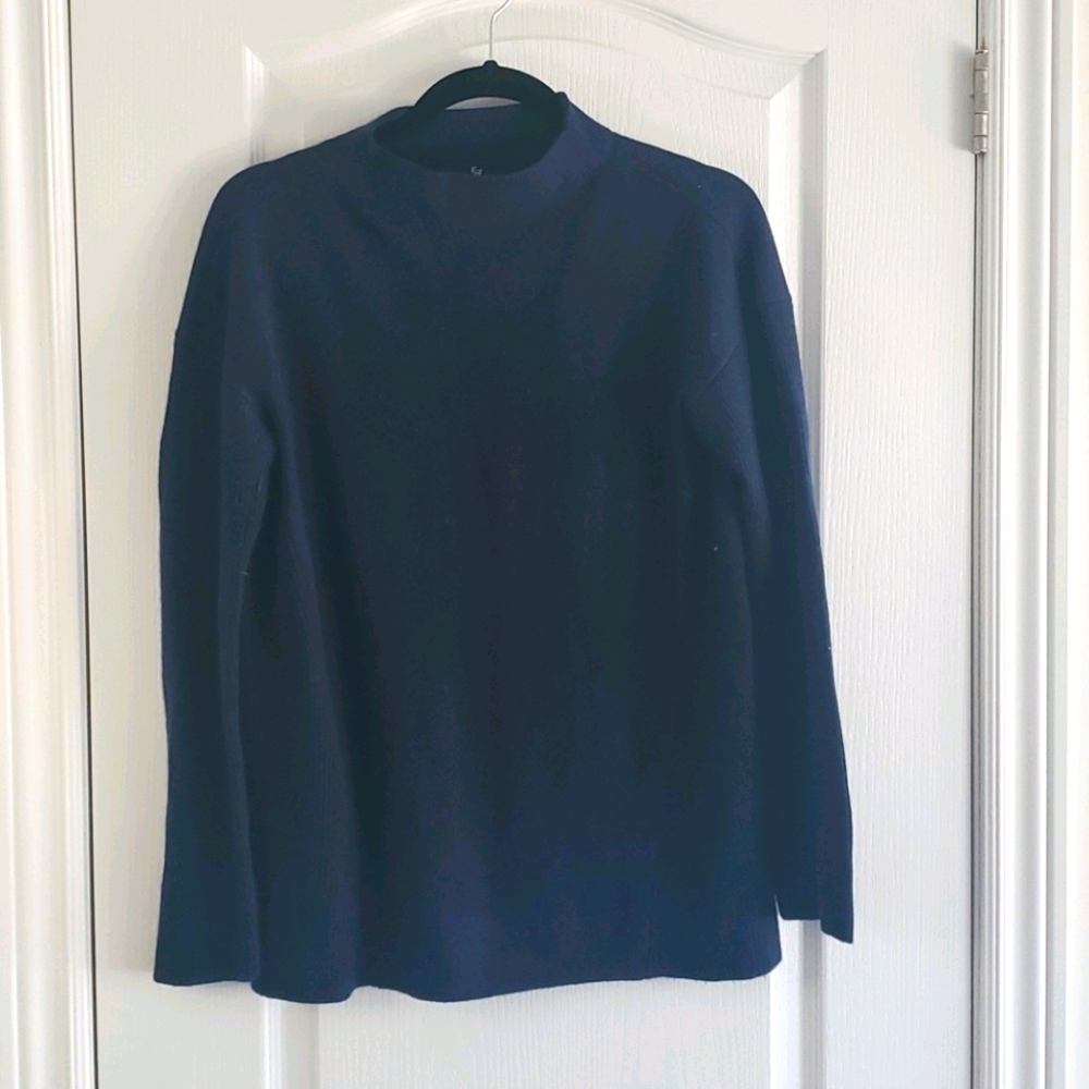 Navy Cashmire Mock Neck